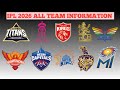 Ipl 2026 all team information || all team coach and team owner || #ipl2026 #ipl