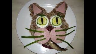 Украшение детского блюда. Котик из гречки. Гречневый кот. Как накормить ребенка Украшение детского блюда. Котик из гречки. Гречневый кот. Как накормить ребенка
