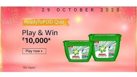Amazon Ready To Pod Quiz Answers Today 29 October || Win ₹50k Amazon Cash