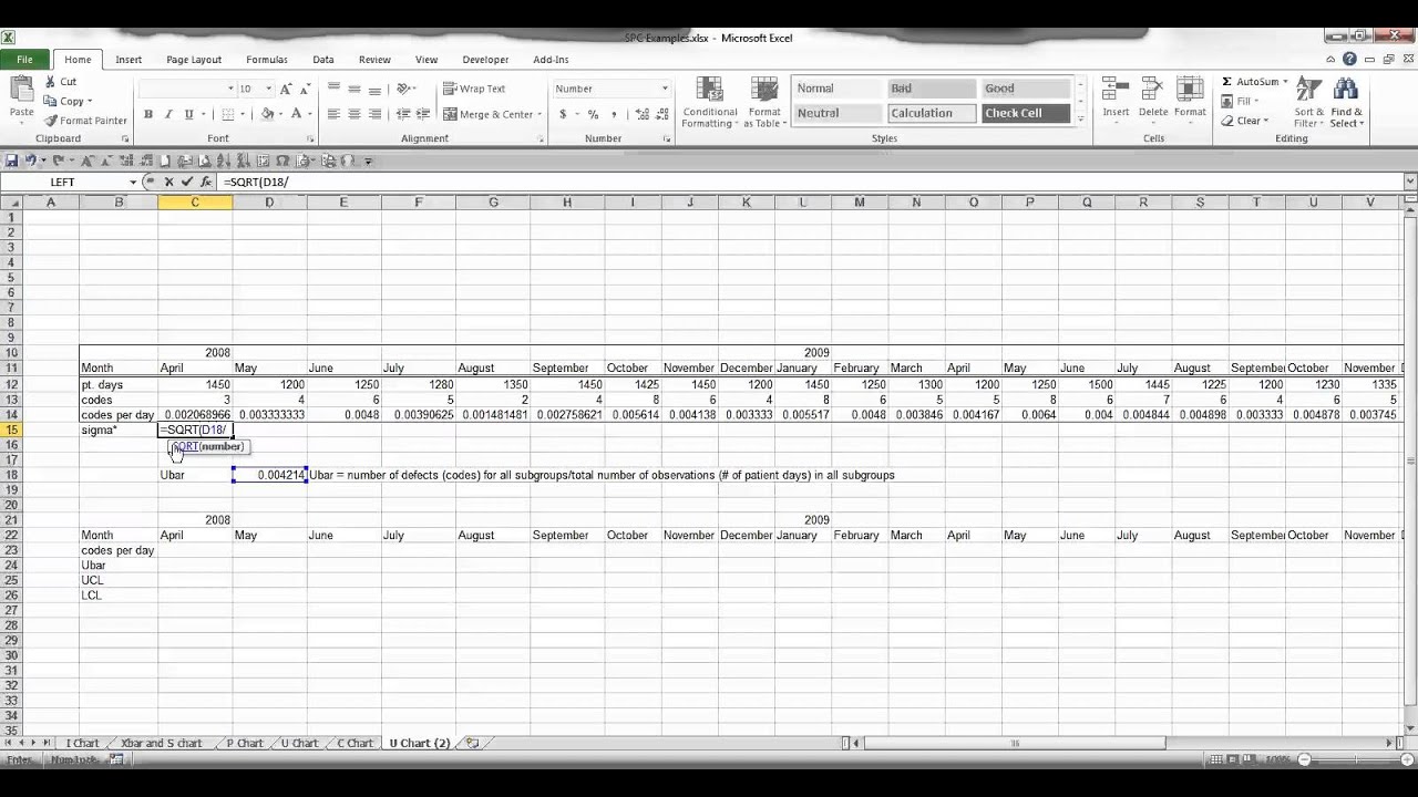 Creating a U bar chart, Step 1 using Excel - YouTube