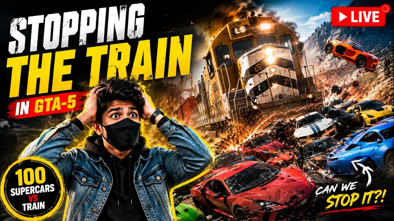 🔴LIVE – GTA 5 🚂 TRAIN vs 100 SUPERCARS 💥| Can We STOP It?😱🔥#gta5 #gtav #gaming #gtavlive #livestream
