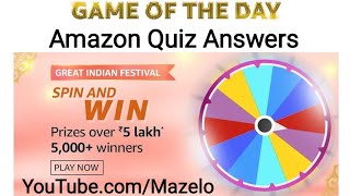 Amazon Great Indian Festival Spin And Win Quiz Answers Today | 8 October 2020 | Win Amazon Echo