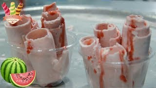 Ice Cream Rolls | TWO  Watermelon  AT ONCE! (1080p) آيس كريم رول عالصاج بطيخ