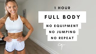 1 Hour FULL BODY WORKOUT at Home | No Jumping, No Equipment, No Repeat