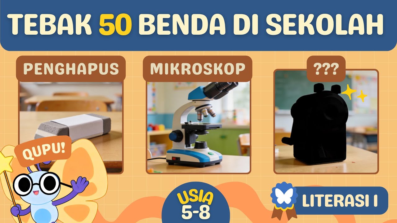 Tebak 50 Benda di Sekolah | Quiz Pengetahuan Umum Anak 5–8 (Grade 1)