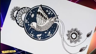 How To Draw A Bird In Mandala Style Doodle Art Step By Step Art 20