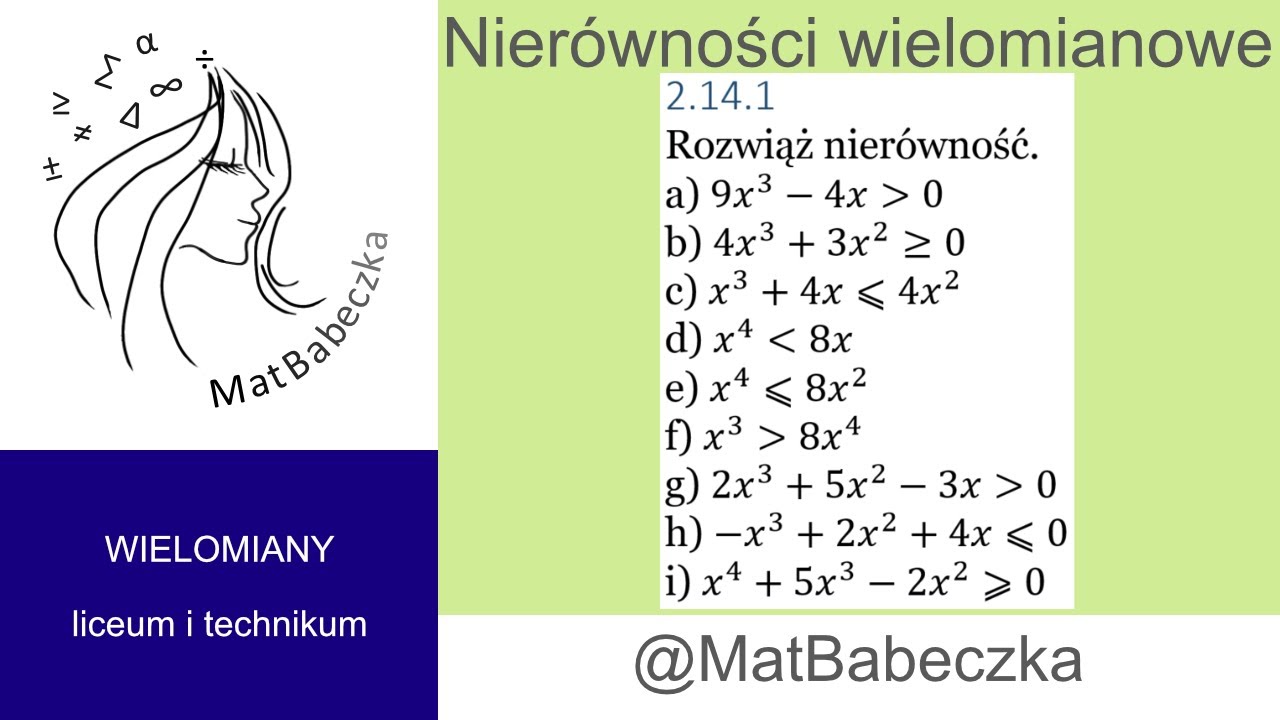 2.14.1 Rozwiąż nierówność. a) 9x^3-4x≥0 b) 4x^3+3x^2≥0 c) x^3+4x⩽4x^2 d