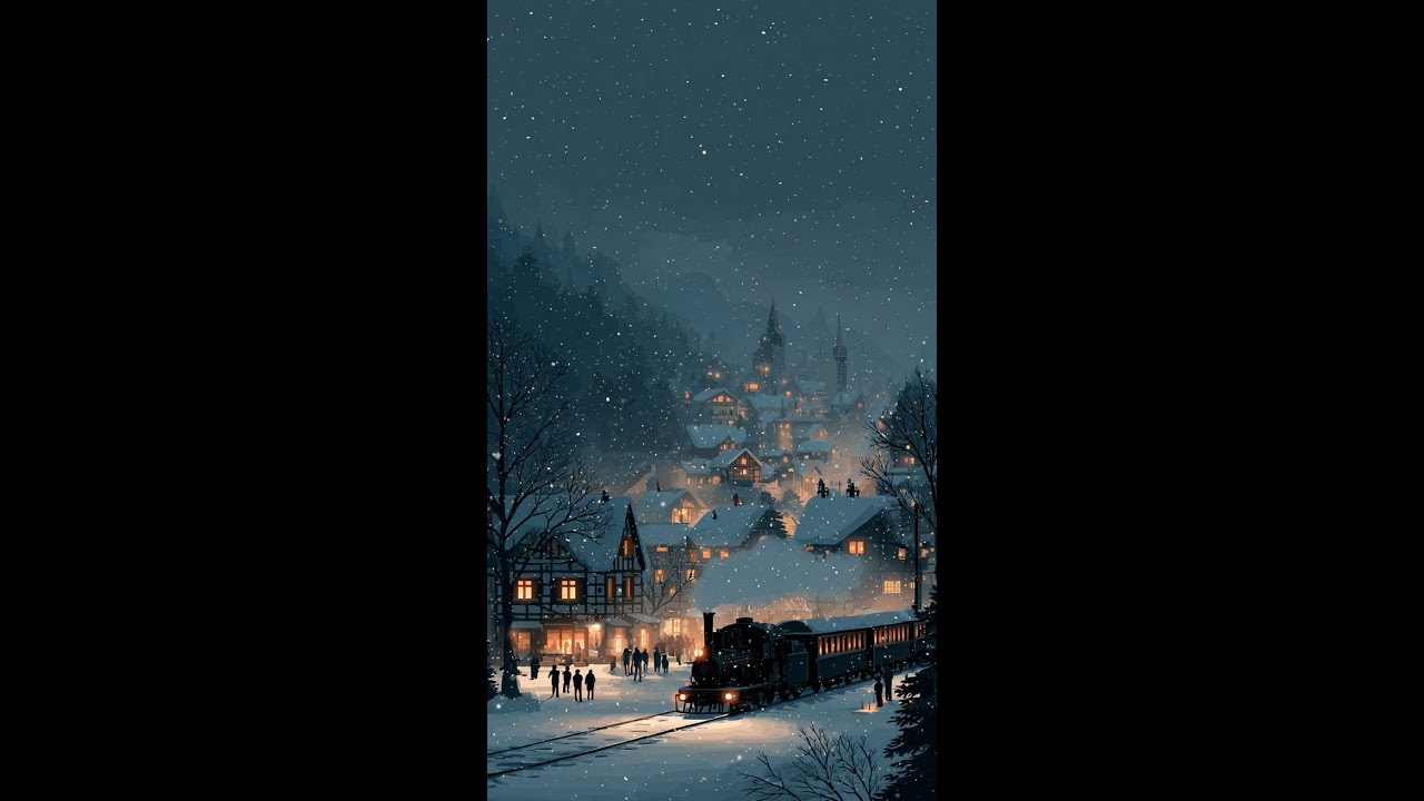 Snowy scenery at a train station in the Belgian Ardennes 1970