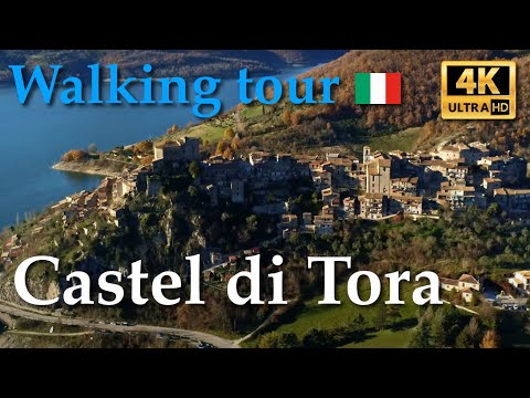 Castel di Tora (Lazio), Italy【Walking Tour】History in Subtitles - 4K