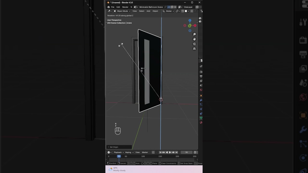 Rotate a Door Correctly in Blender 🛠️🚪 #blender3d #tutorial #constraint #limitrotation #3dcursor