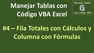 Manejar Tablas (ListObject) con código VBA Excel (4) – Cálculos totales y nueva columna con fórmula