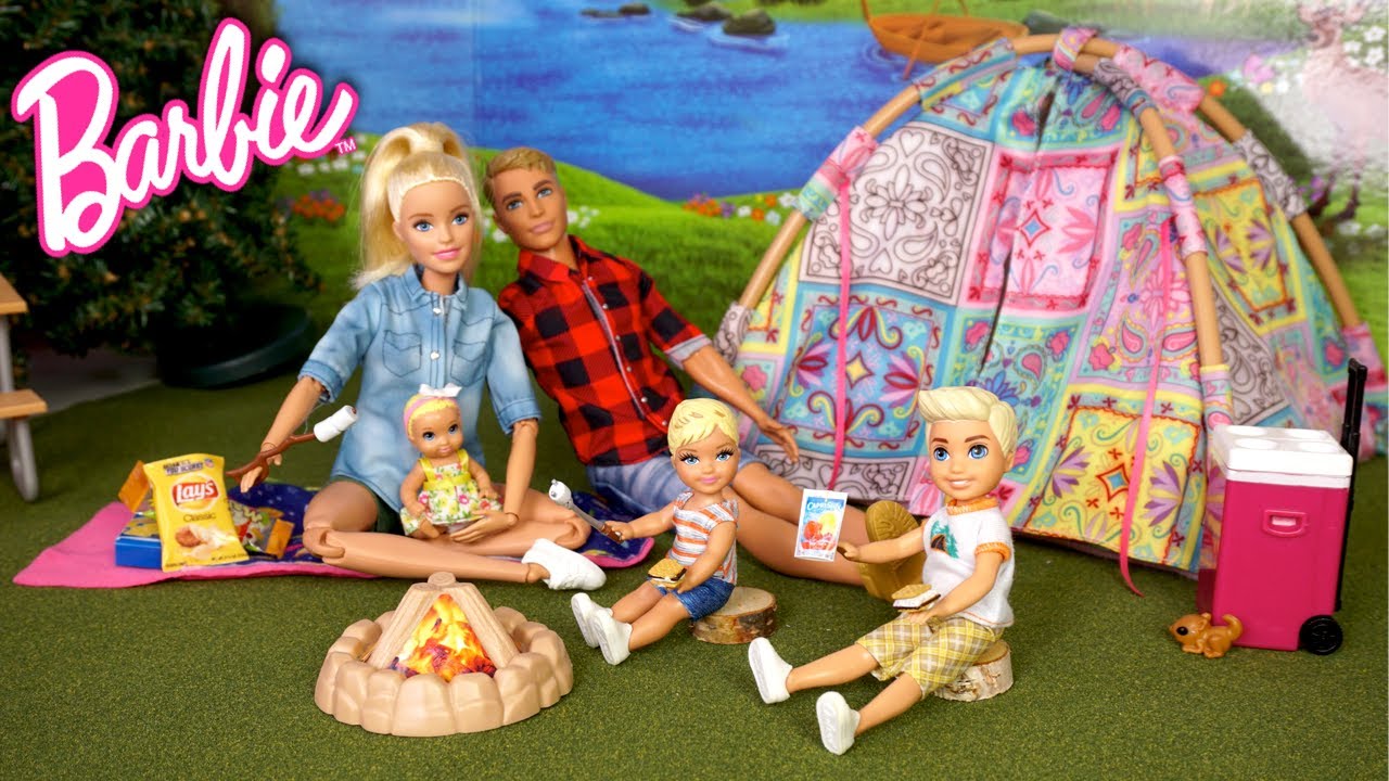 Barbie & Ken Family Camping Trip Routine - Outdoor Adventures 