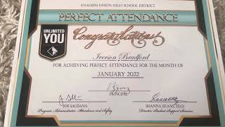 I got my Perfect Attendance certificate for January 2022