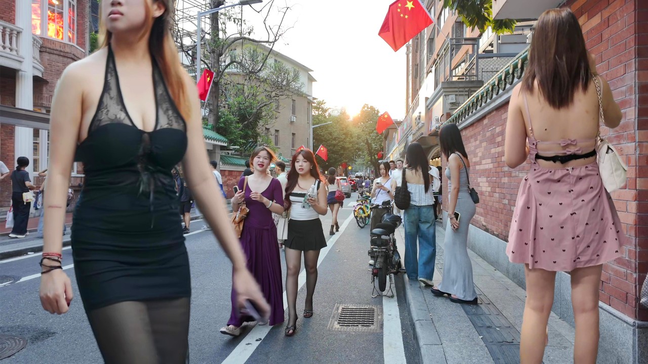 广州街景 风景好，China walk Guangzhou petty girls 4K HDR