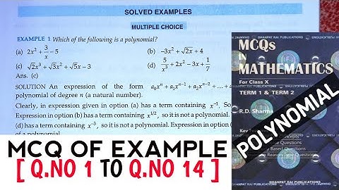 RD SHARMA CLASS 10 MCQ OF EXAMPLE [Q.NO-1 TO Q.NO-14] CHAPTER 2 POLYNOMIAL/MATH FEAR/CBSE