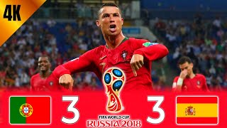 Portugal 🇵🇹 3 - 3 Spain 🇪🇸 World Cup 2018 ⓡⓤ▶ Hat-Trick Ronaldo 〖4K /50FPS ULTRA HD〗