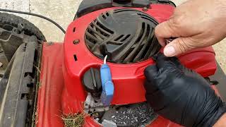 How to Replace Change Starter Pull String Rope on Lawn Mower Briggs and Stratton