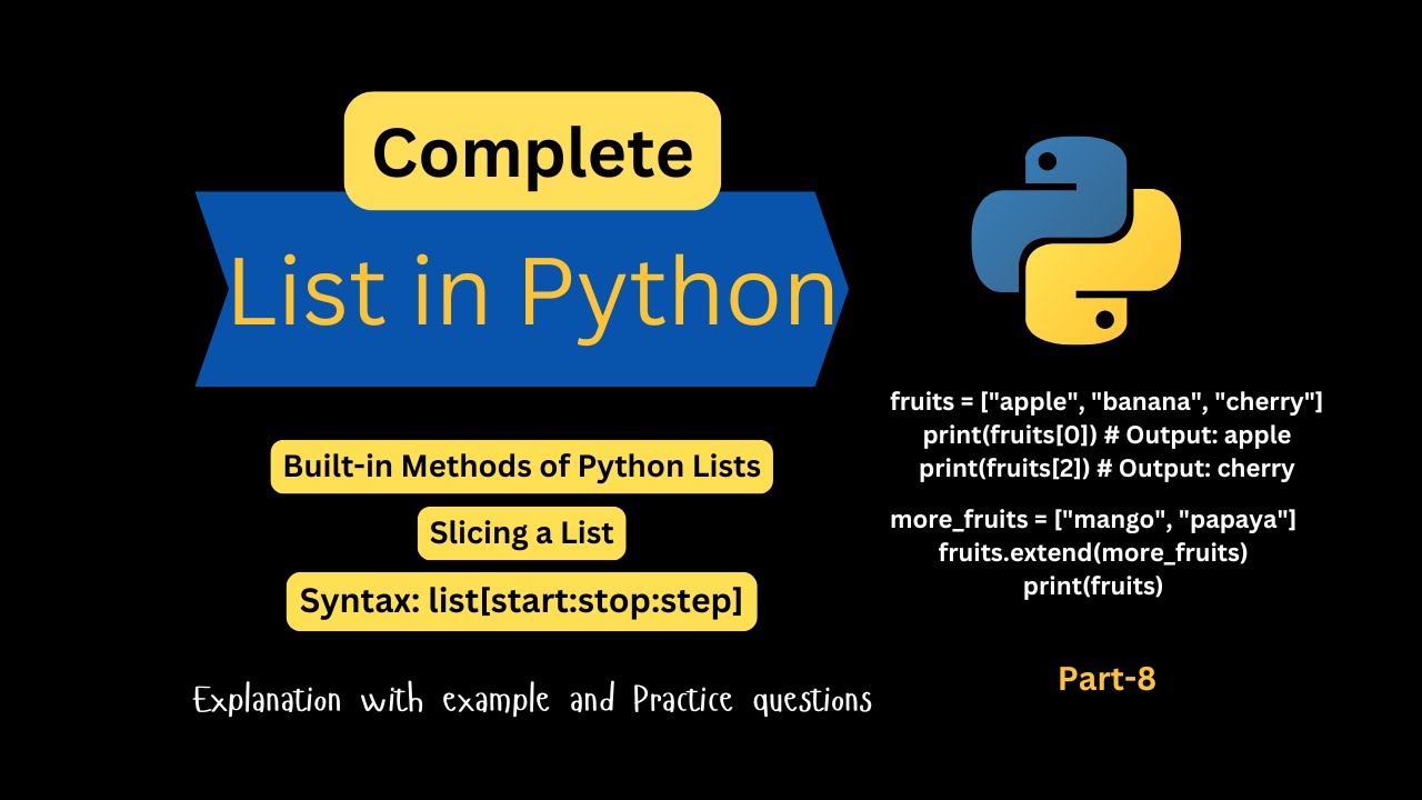 List in Python Complete Guide (Index, Slice, Methods) | Python for ...