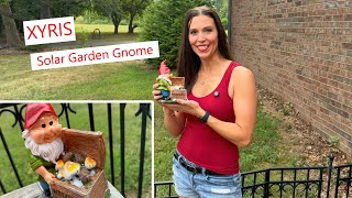 XYRIS Solar Garden Gnome, bright lights, cute day & night