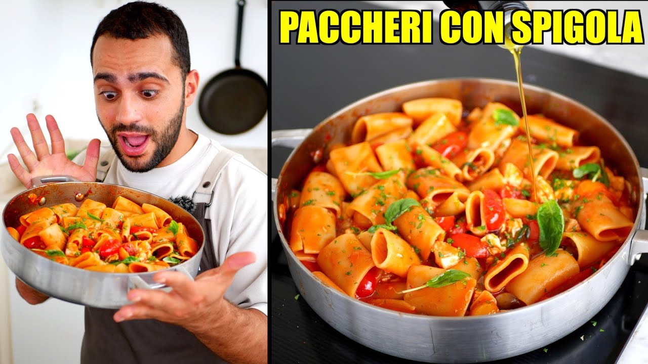 Paccheri con la Spigola, Pomodorini, Basilico e Scorza di Limone