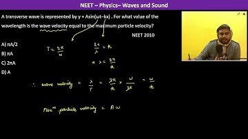 A transverse wave is represented by y = Asin(ωt−kx) . For what value of the wavelength is the
