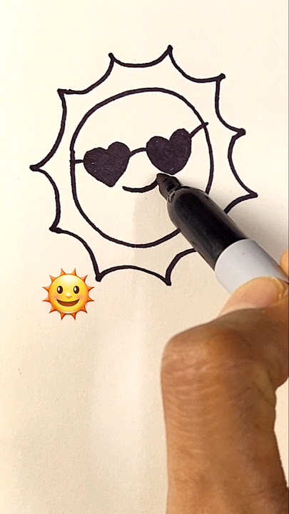 Easy cute Sun drawing | Summer art ☀️#shorts #art #ytshorts #drawing #sun #easydrawing