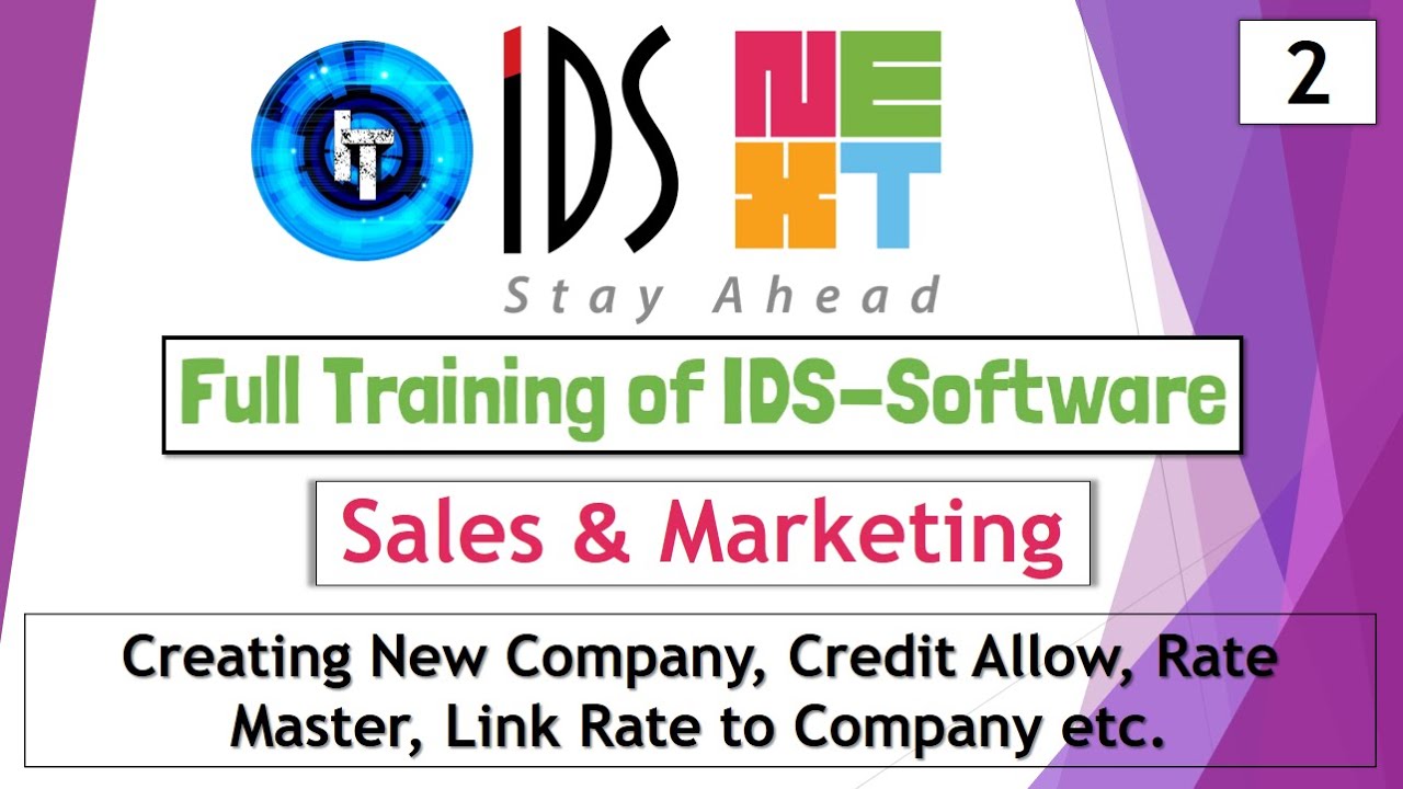 ⁣IDS Training | Full Training of Sales & Marketing | Video 2 | Creating Company & Rate Master