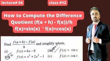 How to Compute the Difference Quotient (f(x + h) - f(x))/h Ch #01 f(x)=sin(x) 