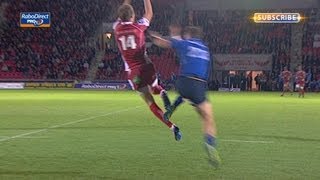 Darren Hudson Yellow Card for tackling player in the air - Scarlets v Leinster 6th Sept 2013