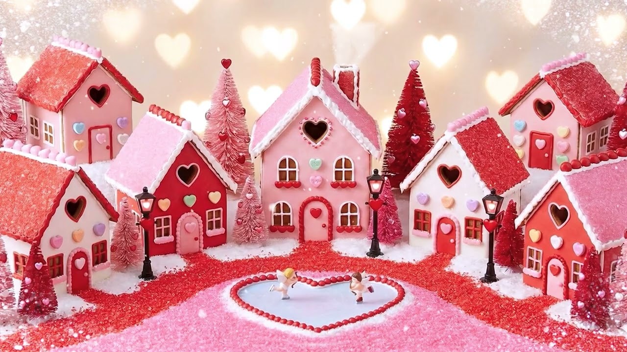 💖 Lover’s Lane 💖 | Dreamy Cute Pink Holiday Village Winter Ambience (3 Hours)