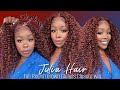 😍MUST SEE! NO EFFORT CURLY REDDISH BROWN 100% GLUELESS CLOSURE WIG! PERFECT FOR THE FALL🍂 JULIAHAIR