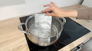 Throw the aluminum FOIL into boiling water. That's what cleaners do