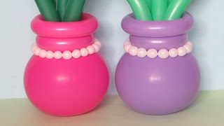 Горшок для цветка из шаров (проще) / Flower pot of balloons (Subtitles)