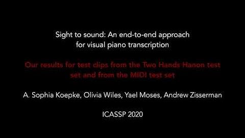 Sight to sound: An end-to-end approach to visual piano transcription (ICASSP 2020) -- Results video