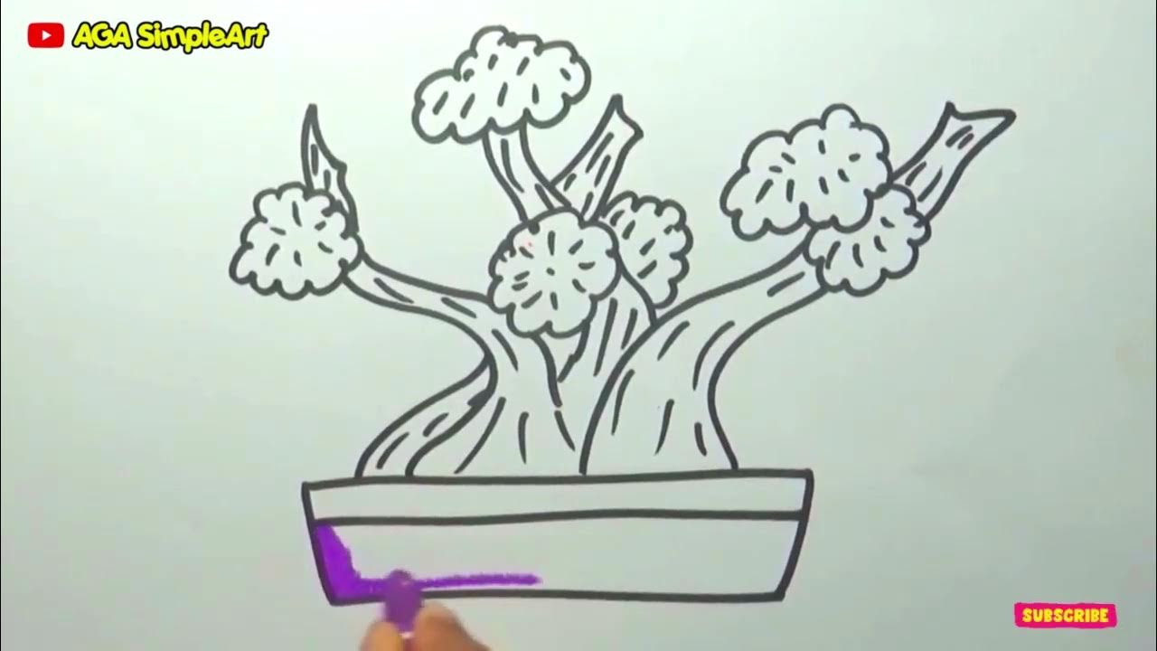 How to draw a bonsai tree 🌳 Drawing easy and simple. YouTube
