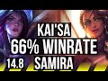 Kaisa  blitzcrank vs samira  lulu adc  66 winrate 1336  br grandmaster  148