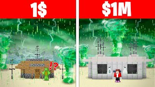 $1 VS $1,000,000 Security House vs POISON TORNADO in Minecraft - Maizen JJ and Mikey