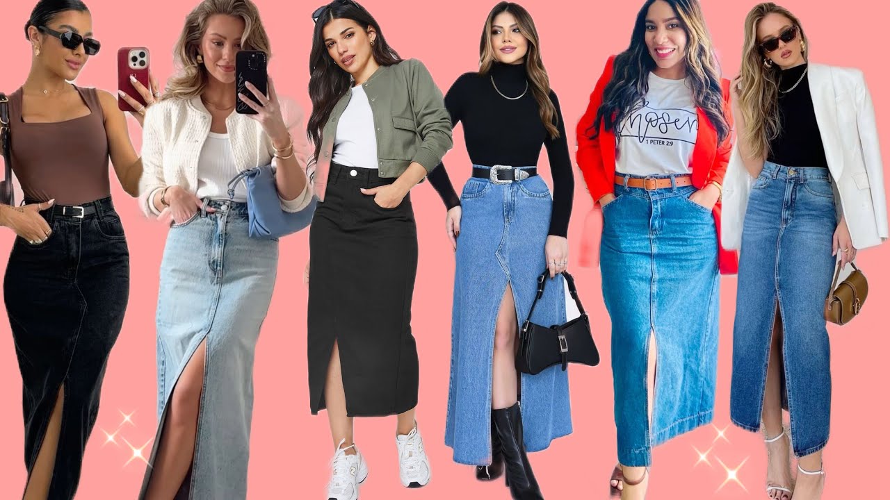 Lindos outfits con Faldas Jeans Largas ✨ Moda y Tendencia femenina 2025 