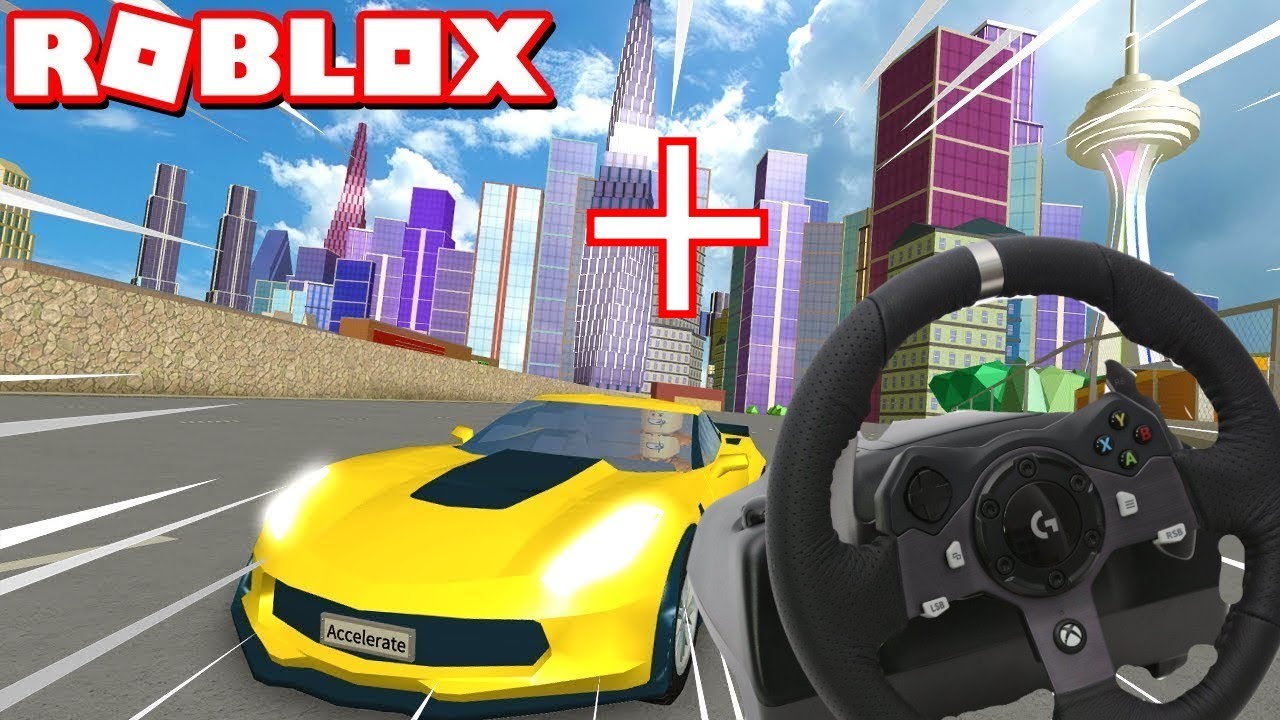USING A RACING WHEEL ON ROBLOX! / FORZA 5 ON ROBLOX / T80 Thrustmaster