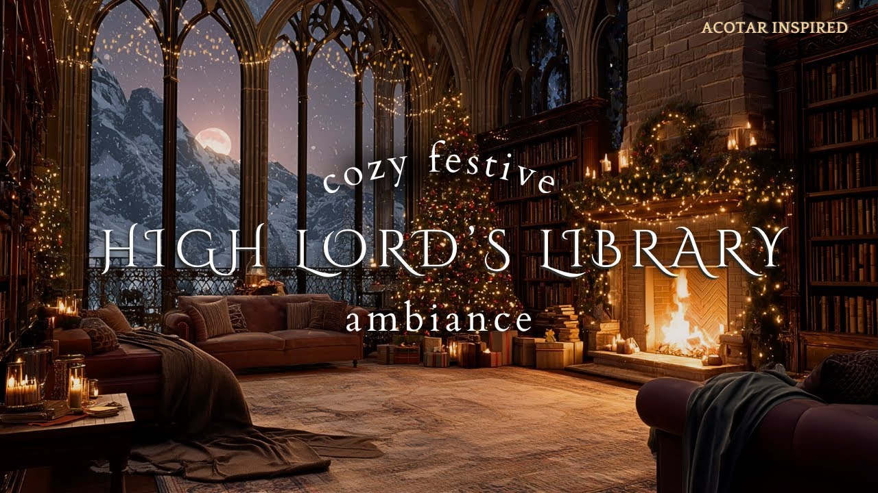 High Lord’s Library at Christmas | Velaris Winter Ambience | Cozy Fireplace & Snowy Night
