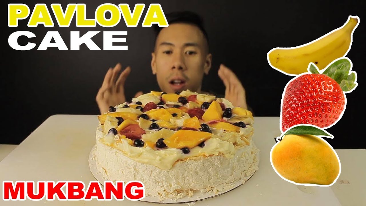 [MUKBANG] MASSIVE PAVLOVA FRUIT CAKE TO MYSELF-BIG BITES!