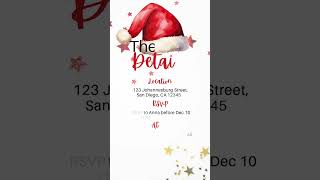 Red Santa Hat Christmas Invitation X-mas Party Invite Template Red Christmas Dinner Invitation Evite