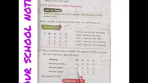 4th Std Maths -Term1 -Unit 2 Numbers-Subtraction without regrouping -Exercise 2.8(Page no.:35)