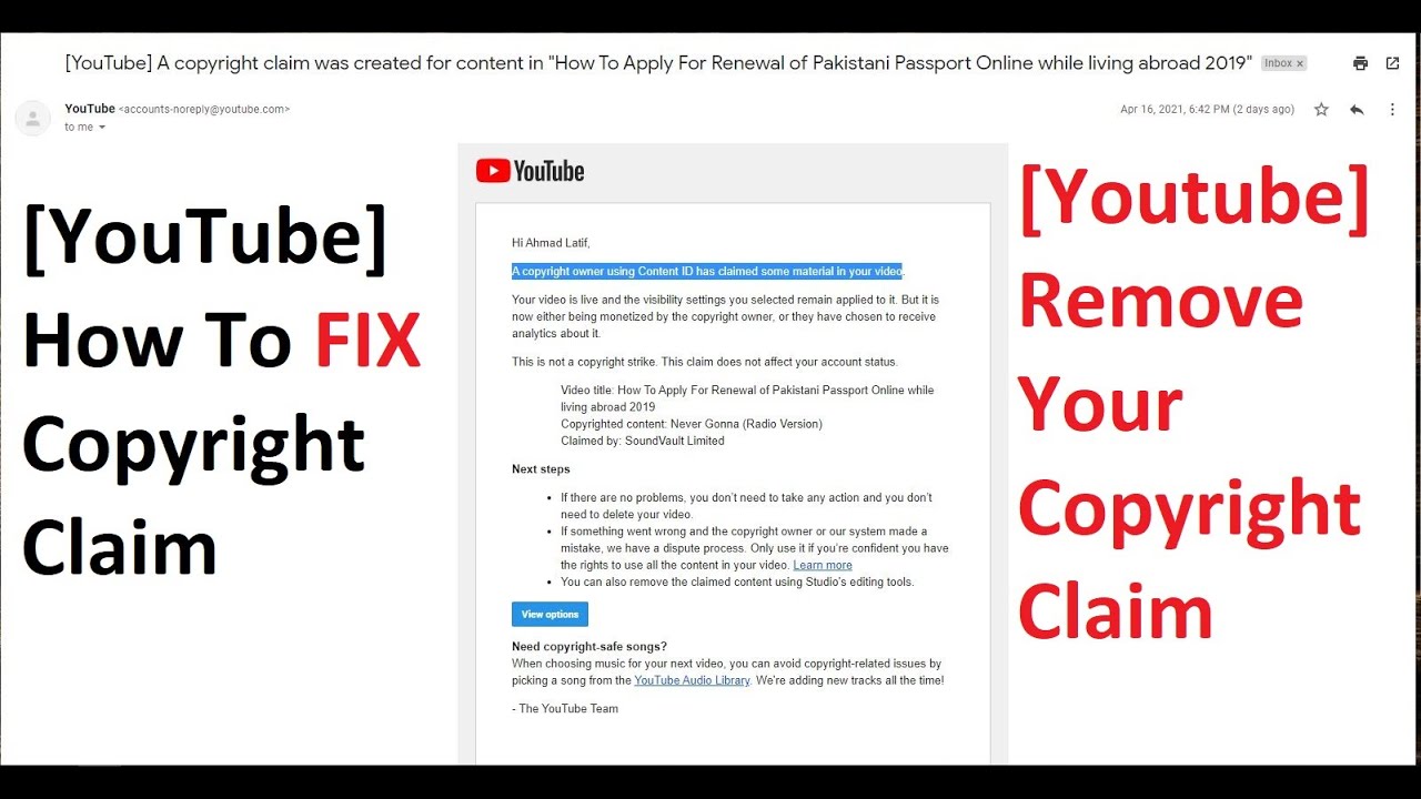 Fix A Copyright Claim Was Created For Content A Copyright Owner Using Content Id Has