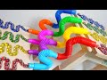 マーブルランレースASMR☆小さなくねくねカラフルトンネルとカタカタレールといつものHABAスロープ【AMSR best marble runs】