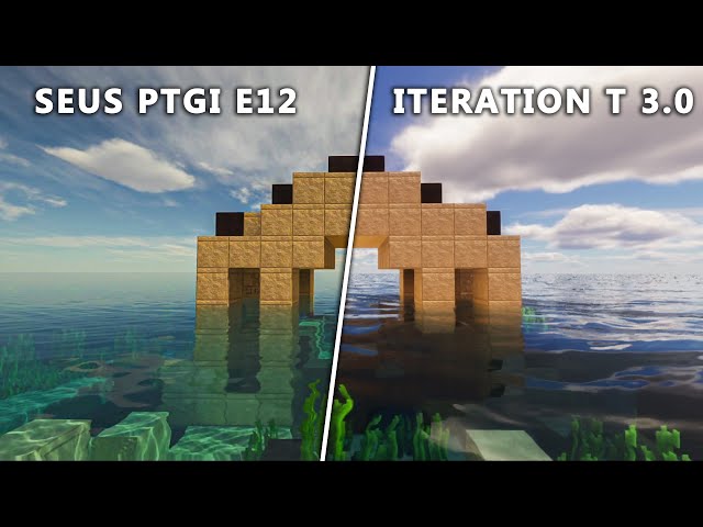 SEUS PTGI E12 vs ITERATION T 3.0 SHADERS COMPARISON | Minecraft Java Edition class=