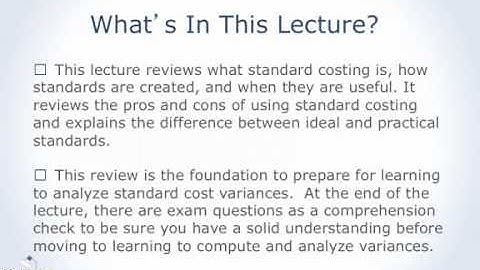 An Introduction to Standard Costing (part 1 of 2)