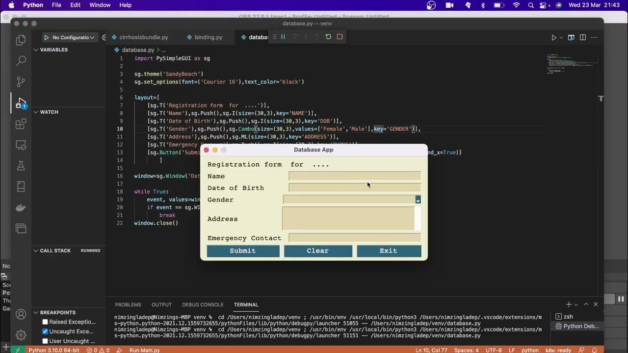 How to develop a database using python - Customising input fields # ...