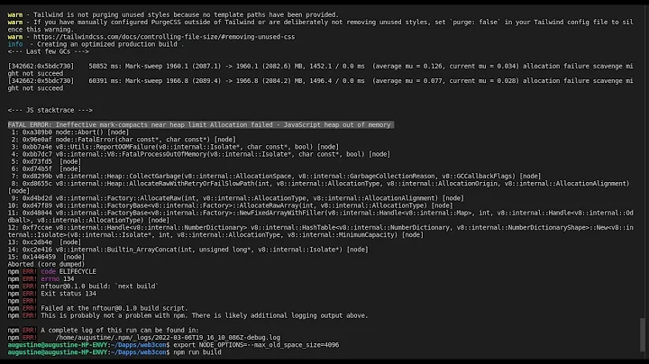 FATAL ERROR: Ineffective mark-compacts near heap limit Allocation failed - JavaScript out of memory