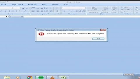 there was a problem sending the command to the program. Microsoft Excel error